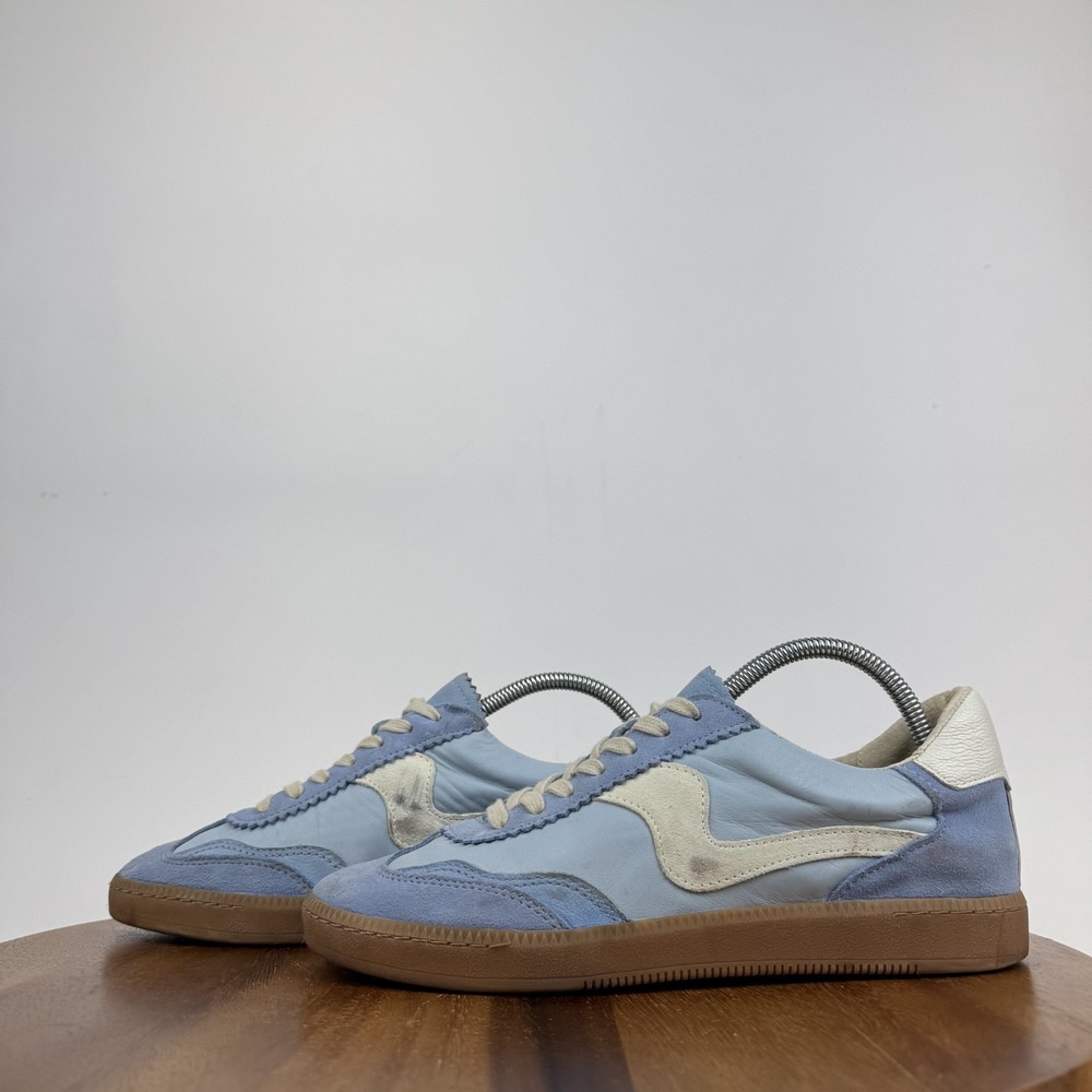 Womens Dolce Vita Notice Blue Leather Lace Up Casual Sneakers Shoes Size 9 M GUC - Picture 2 of 8